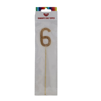 GoBake Diamante Gold Number 6 Cake Topper