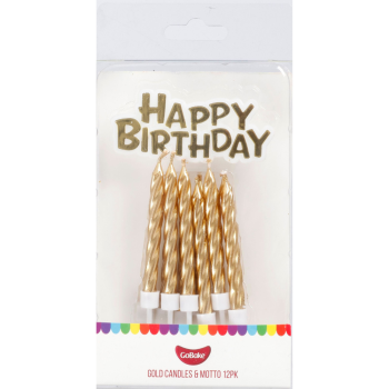 GoBake Gold Happy Birthday Motto Candles