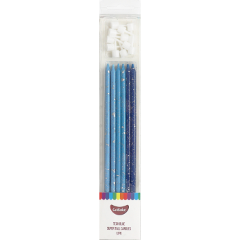 GoBake 18cm Ombre Tech Blue Candles Pack of 12