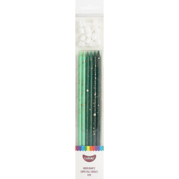 GoBake 18cm Ombre Green Quartz Candles Pack of 12
