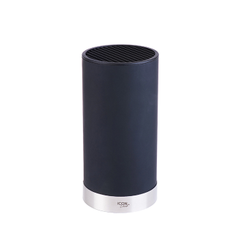 Icon Chef Universal Knife Block Round Matte Black with S/S