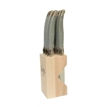 André Verdier Laguiole Debutant Knife Block Set of 6 Mouse Grey