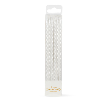 Cake & Candle Spiral Cake Candles Pearlised White Pack of 12