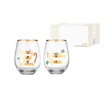 Ladelle Joyful Christmas Glass Tumbler Set of 2