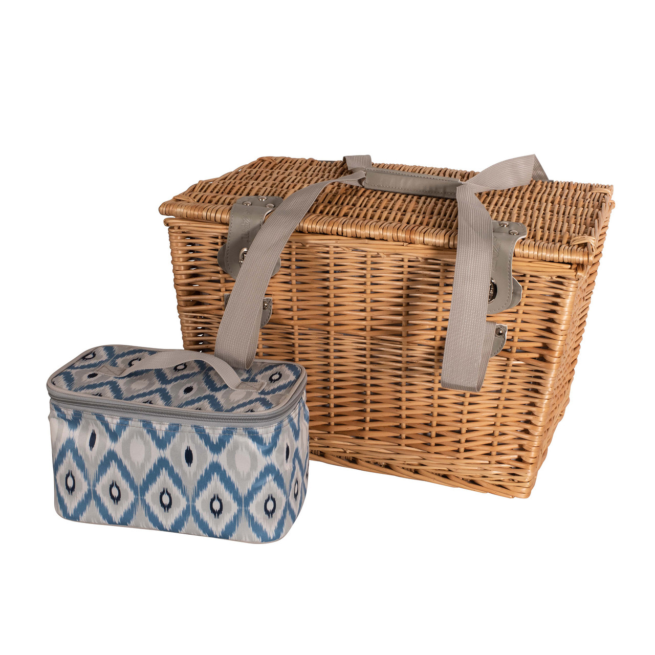 Avanti 4 Person Picnic Basket Ikat Pattern with Insulated Cooler Chef