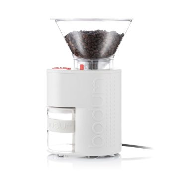 eBodum Bistro Burr Grinder with Glass Catcher White