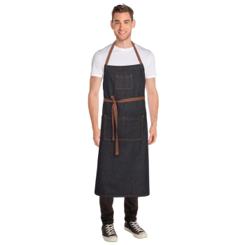 Chef Works Large Memphis Black Denim Bib Apron