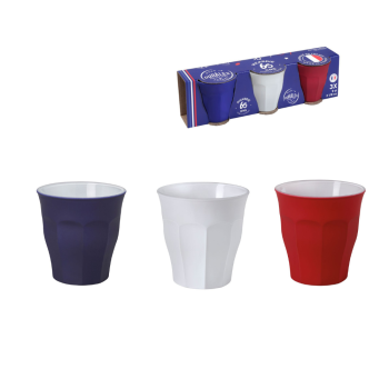 Duralex Picardie Tricolour Soft Touch Tumbler 90ml Set of 3