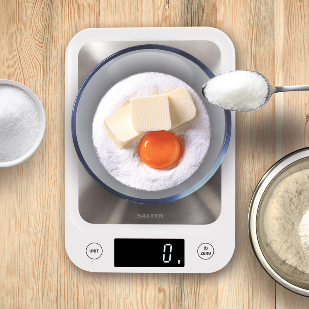 Salter Stainless Steel Electronic Kitchen Scale White Chef's