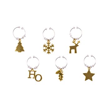 Avanti Wine Charms Golden Christmas Set of 6