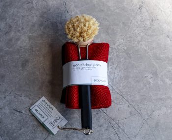 Ecovask Cloths and Brush Gift Set 3 Red/Black
