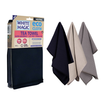 White Magic Microfibre Tea Towel Neutral 3 Piece Set