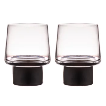 Tempa Aurora Clear Glass Matte Black 200ml Set of 2