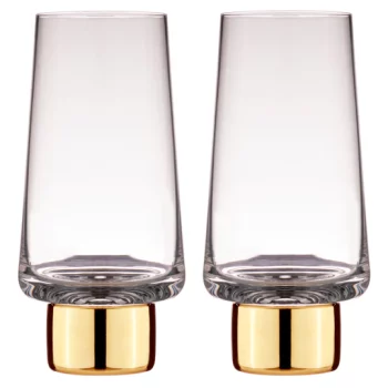 Tempa Aurora Clear Highball Glass Gold 350ml Set of 2