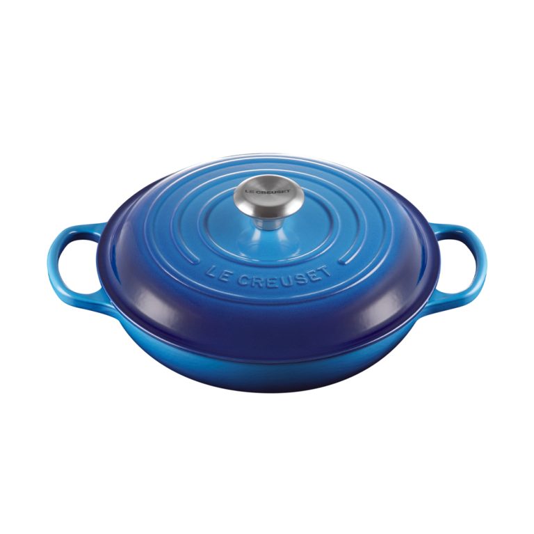 Shallow Casserole Pot with Lid, Cast Iron Enamel Pot, 32CM Paella Pot,  Non-Stick Cooking Pot, Dutch Oven, Cooking Pot (Color : Blue)