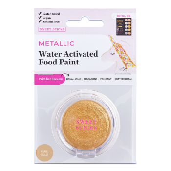Sweet Sticks Water Activated Metallic Food Paint Pure Gold 5g