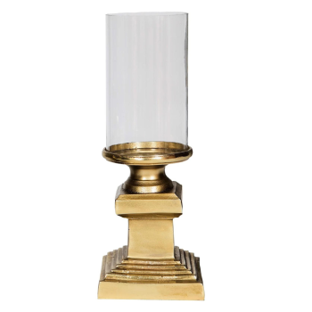 Lara Hurricane Candle Holder Raw Aluminium Brass 42cm