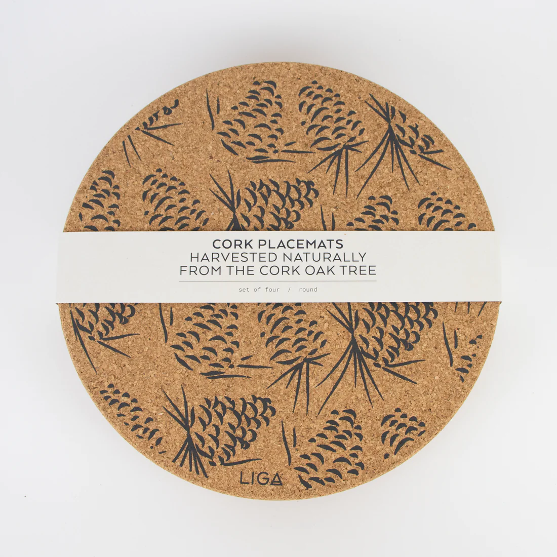 LIGA Cork Placemats Set of 4 Pinecone Grey Chef's Complements