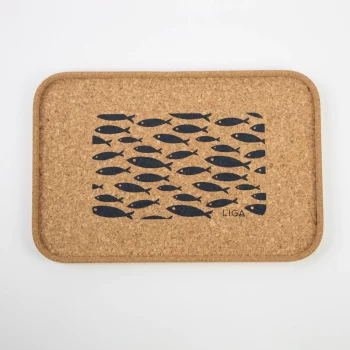LIGA Cork Drink Tray Fish Grey