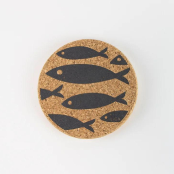 LIGA Cork Coaster Set of 4 - Fish Grey