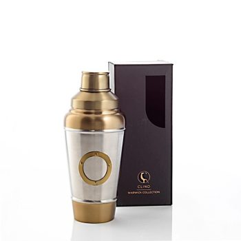 CLINQ Warwick Steel and Antique Brass Cocktail Shaker