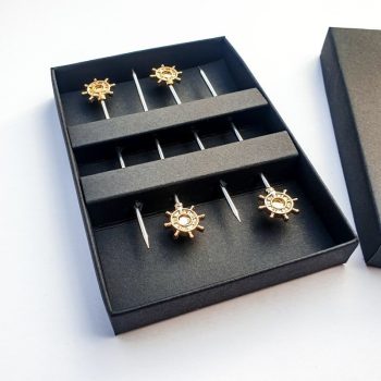 CLINQ Warwick Steel and Antique Brass Cocktail Picks Set of 4