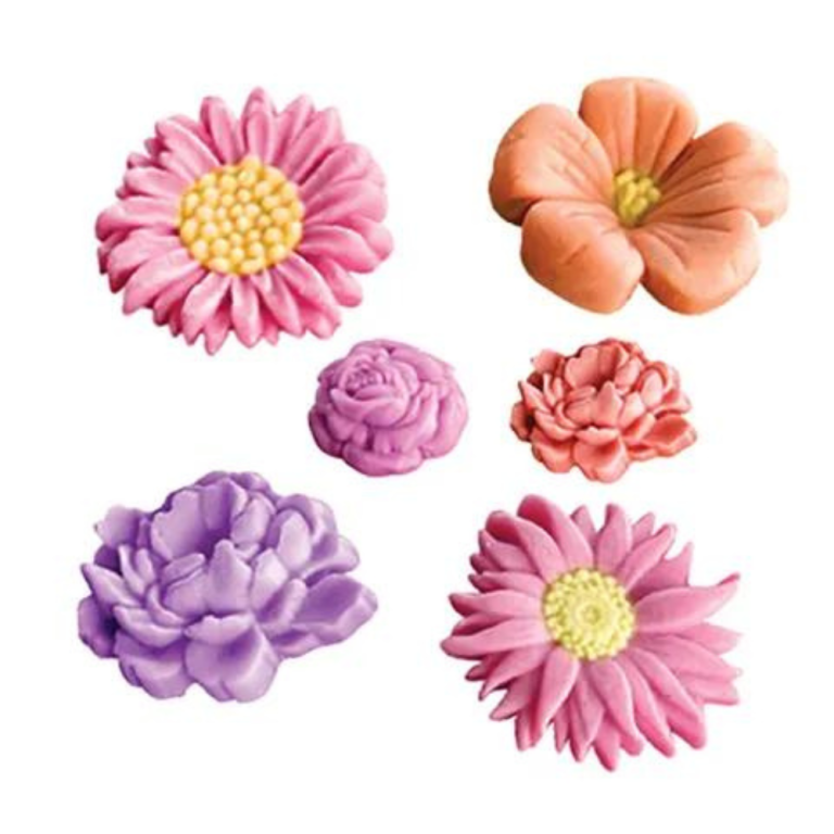 Mini Assorted Flowers Silicone Mould for Cake Deorating