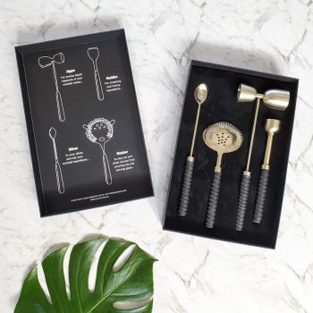 CLINQ Soirée Brass and Leather Cocktail Kit