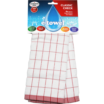 E-Cloth Tea Towel Classic Check Red 60x40cm