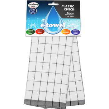 E-Cloth Tea Towel Classic Check Black 60x40cm