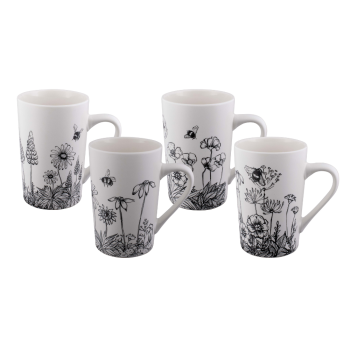 Bundanoon Tube Mugs 350ml Set 4 Buzzing Garden