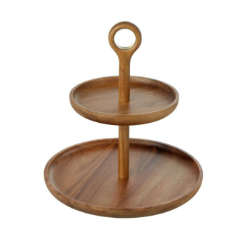 Davis & Waddell Acacia & Brass 2-Tier Fruit Stand