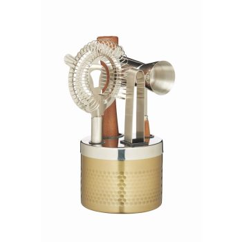 BarCraft Hammered Brass Cocktail Set 5 Piece