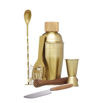 82365 – BarCraft – Cocktail Set Brass 6pc Set – HR – 01