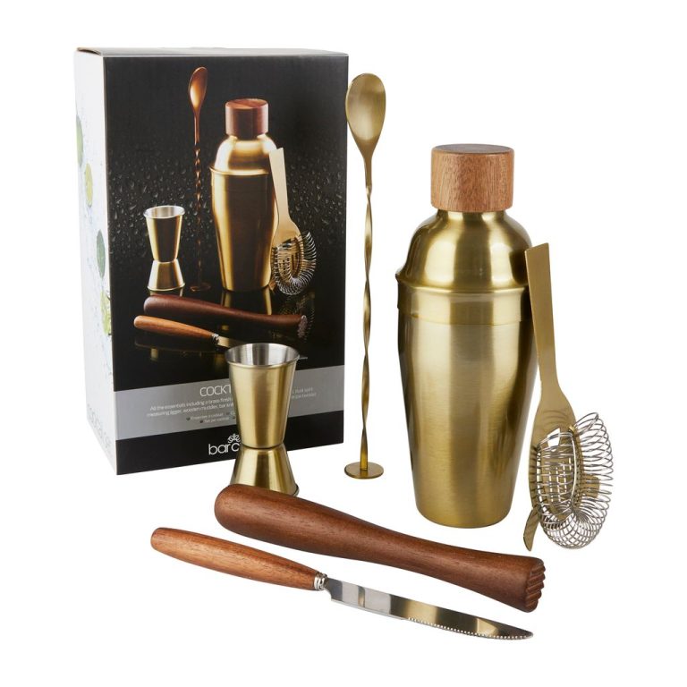 82365 – BarCraft – Cocktail Set Brass 6pc Set – LS – 04