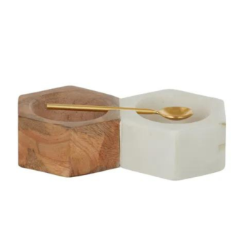 Assemble Hive Marble/Wood Salt Pepper Tray