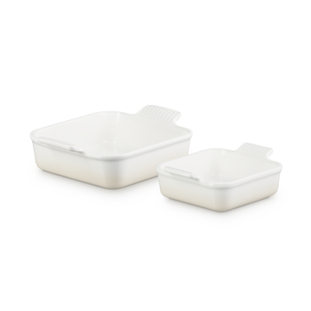 Le Creuset Heritage Deep Square Dish Set (4 Colours) - Meringue