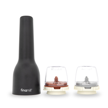 FinaMill USB Rechargeable Starter Pack Pepper Mill & Spice Grinder Midnight Black Matte