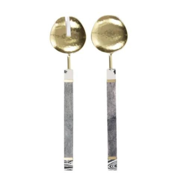 Assemble Mason Set of 2 Salad Servers Brass and Stone