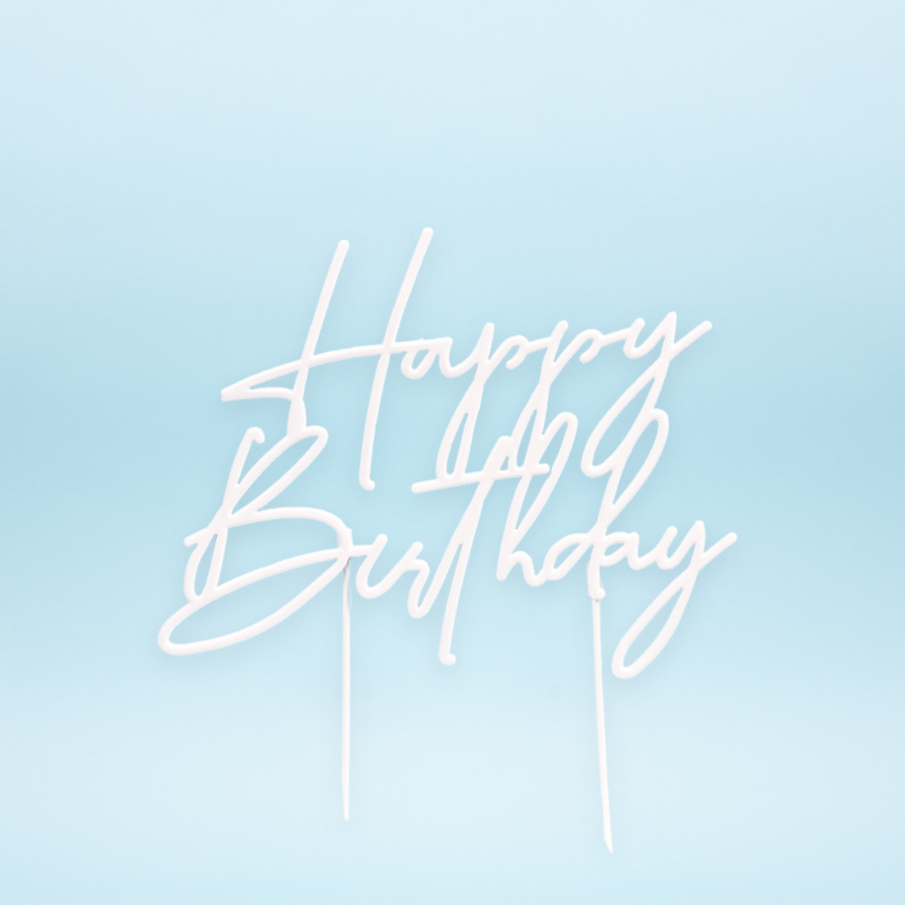 Happy Bday Cake Topper White (2)