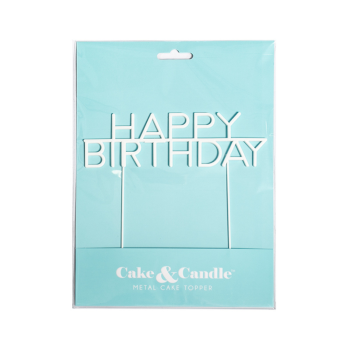 Cake & Candle Pearl White Metal Cake Topper Caps Happy Birthday