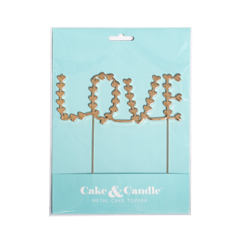 Cake & Candle Love Rose Gold Metal Cake Topper