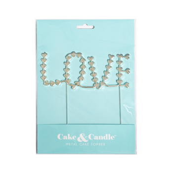 Cake & Candle Love Silver Metal Cake Topper