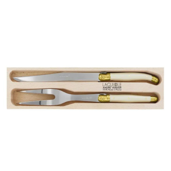 André Verdier Laguiole Debutant Carving Set Ivory Brass