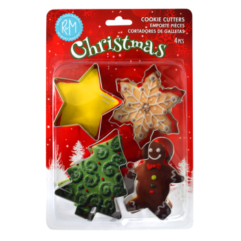 R&M Stainless Steel Christmas Cookie Cutter Set of 4