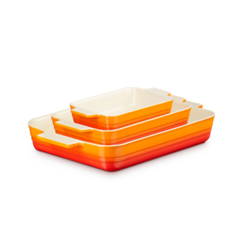 Le Creuset Stoneware Rectangular Dish Set of 3 Volcanic