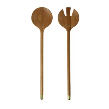 Davis & Waddell Acacia & Brass Salad Server Set