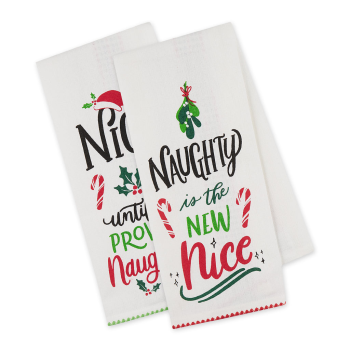 Design Imports Naughty and Nice Dishtowel Set of 2