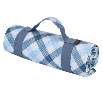 Sachi Picnic Rug Gingham Blue Grey 175x142cm