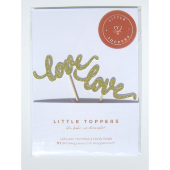 Little Toppers Love Gold Glitter Cupcake Topper